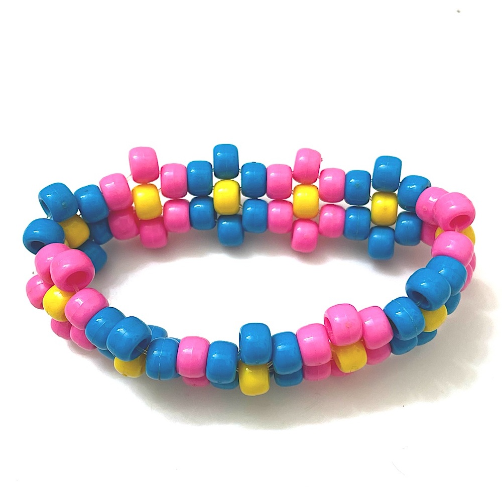 Pink Blue Daisy Kandi Pony Bead Bracelet | Plur EDM Festival Rave Dance Music